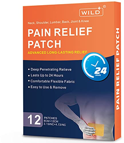 Wild+ Pain Relief Patch, 12PCS Max Strength Heat Pads for Back Pain Relief Herbal Knee Patches, Joint Arthritis Heat Heatches Pain Relief Plaster Targeted for Back/Neck/Shoulder/Knee/Muscles