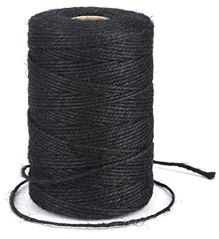 G2PLUS 200m Naturale Iuta Spago Nero,2mm Cordino di Iuta,Corda di Iuta | Spago da Giardinaggio per Bomboniere Corda di Iuta per Giardinaggio,Confezioni Regalo,Piante