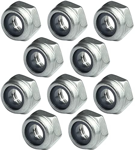 AERZETIX C49566 Tuercas Hexagonales Bloqueo M5 Ø 8mm | Juego de 10, Acero inoxidable A2, Autoblocantes con anillo de nylon