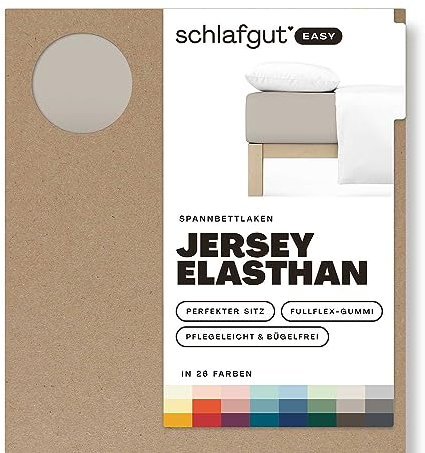 Schlafgut Easy Jersey Elasthan Spannbettlaken 180x200 bis 200x220 Sand Mid, Spannbetttuch aus superweicher Baumwolle mit Elasthan