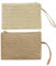 1 sac tissé beige, 1 sac de transport kaki, pochette en paille pour femme, style bohème, sac de plage d'été, portefeuille à fermeture éclair, beige
