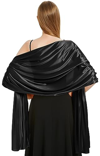 heekpek Schal Damen Leicht Seidensatin Schal Stola Damen Elegant Übergroßer Stola Festlich Umschlagtuch Damen Glitzer Lang Schal für Ganzjährig
