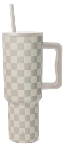 Simple Modern 40 oz Trek Tumbler with Handle and Straw Lid | Cup Holder Friendly Insulated Stainless Steel Travel Mug | Checkmate
