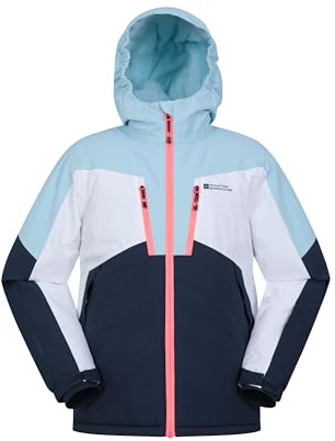 Mountain Warehouse Veste de Ski imperméable extrême Galactic pour Enfant - Manteau d'hiver Respirant Unisexe - Coutures thermocollées - Veste Amovible - pour Snowboard Bleu Clair 11-12 Ans