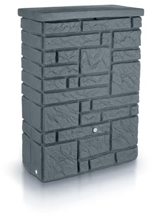 Depósito de agua de lluvia rectangular Maurano de 300 litros, de material resistente a los rayos UV y a la intemperie, con tapa a prueba de niños