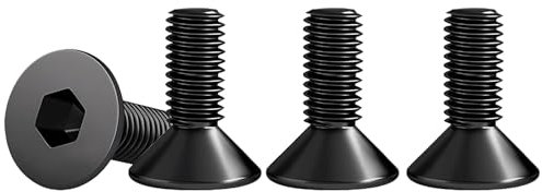 Drenky 25 Pcs Black Socket Screws, M6 Countersunk Bolts 304 Stainless Steel Rustproof Screws M6 X 12mm Flat Head Hex Socket Cap Screws DIN 7991 / ISO 10642 Fully Thread Machine Screws