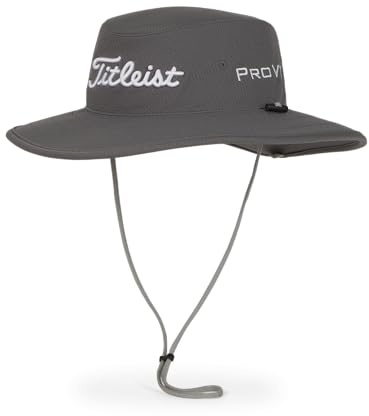 Titleist Men's Tour Aussie Golf Hat, Charcoal/White