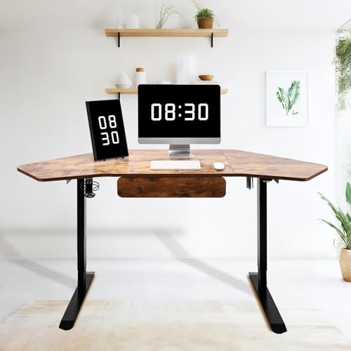 Fromann 71Inch Height Adjustable Standing Sit Stand Up Desk L Shaped Corner Desk with LED Handset, Electric Ergonomic Desk