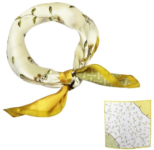 ZhaoCo 100 % naturlig mullbärssilke, 53 x 53 cm sidenscarf grafiskt tryck liten mjuk kvadratisk sidenhalsduk för kvinnor, Ss53-030a, 53*53cm