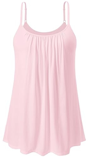 vislivin Top mit Integriertem BH Damen Unterhemd Spaghettiträger Tops Loose Tank Ärmellose Bluse Trägertops S-XXXXL