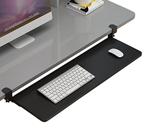 IkErna Tastaturablett Unter Dem Tischauszug Tastaturhalter, Support-Ständer Und Lagerregale, Einstellbare Höhe, Holzschreiber-Erweiterung/B-Black/75 * 25Cm