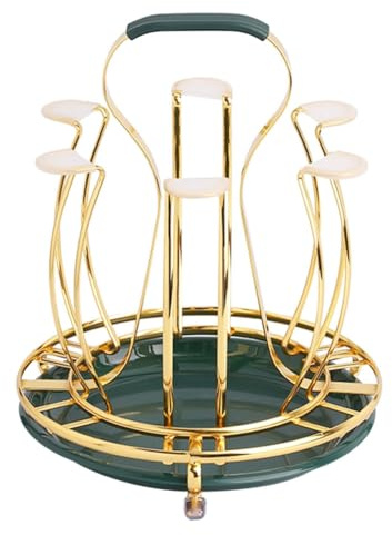 worien Gold Wrought Iron Drain Cup Holder Kitchen Accessories for Glass Ceramic Coffee Mugs Water Bottle Drying Rack Organizer