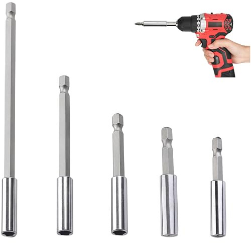 ANBOO 5 punte di prolunga per avvitatore a batteria, 50/60/75/100/150 mm, attacco esagonale da 1/4, set di supporti magnetici, set di prolunga per punte, adatto per trapano elettrico, cacciavite