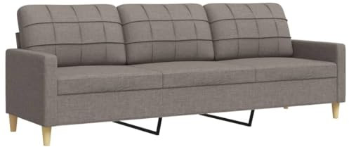 vidaXL 3 Sitzer Sofa, Polstersofa Couch mit Metallgestell, Relaxsofa für Wohnzimmer, Loungesofa Schlafsofa Gästesofa, Modern, Taupe Stoff