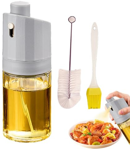 TQEBWUS Speiseöl-Sprühflasche,Olivenöl-Sprühflasche | 230 ml Olivenöl-Sprühflasche | Ölsprüher mit Bürste zum Kochen, Ölzerstäuber, Ölsprüher für Luftfritteuse, Salat, Braten, Grillen