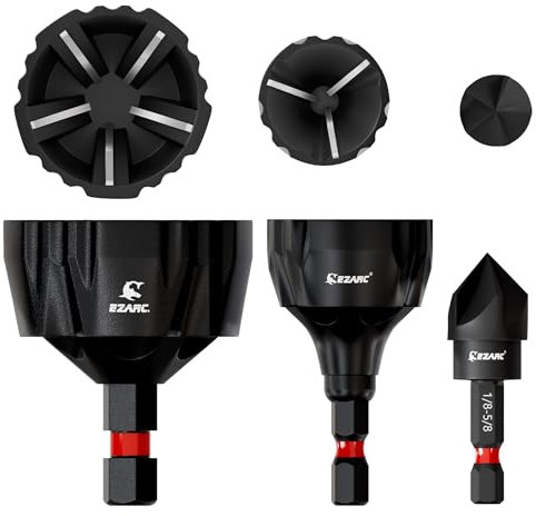 EZARC Juego de 3 brocas avellanadoras y desbarbadoras para biselado externo, brocas de carburo de tungsteno, brocas desbarbadoras, herramientas para quitar rebabas de 1/8 a 1-3/8 (3 mm a 35 mm)