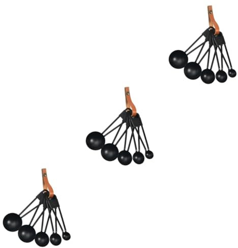 Garneck 15 Pz cucchiai dosatori in acciaio inossidabile misura del cucchiaino misurino per condimento kit Cucchiai dosatori impilabili Misurini in acciaio inox misurini impilabili Black