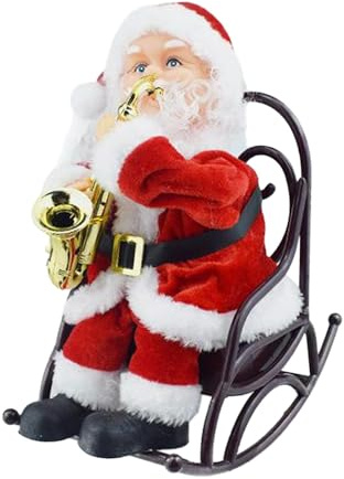 EHJRE Weihnachtsmann Ornament, Weihnachtsmann Figur mit Musik, Mini Weihnachtsfiguren, Saxophon