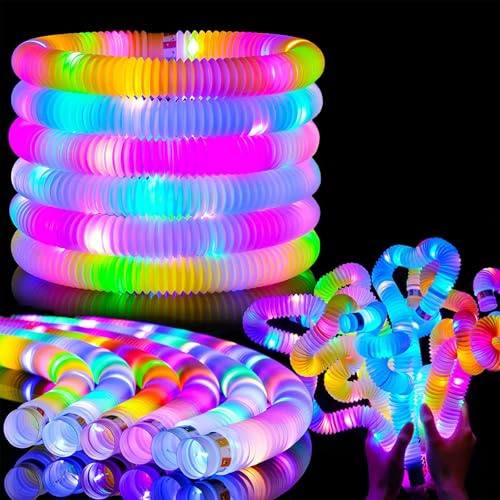 YATOSEEN 12 Piezas de Tubos de Pop Iluminados, Palitos Luminosos para Fiestas para Niños y Adultos, Juguetes Sensoriales Antiestrés que Brillan en la Oscuridad, Suministros de Decoración para Fiestas