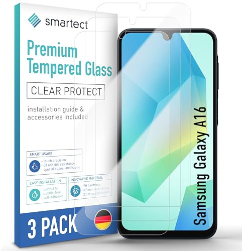 smartect Schutzglas 3 Stück für Samsung Galaxy A17 5G / A16 | HD Panzerfolie Anti-Kratzer, Displayschutz 0.3 mm Ultra-klar, 9H Härte, Stoßfest, Blasenfrei