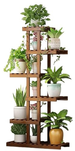 JYHHGDS Bamboo Plant Stand Indoor Outdoor - Tall Plant Storage Stand for Multiple Plants - Plant Shelf Display Rack Flower Stand for Balcony Window Garden Living Room Home,6 Tiers