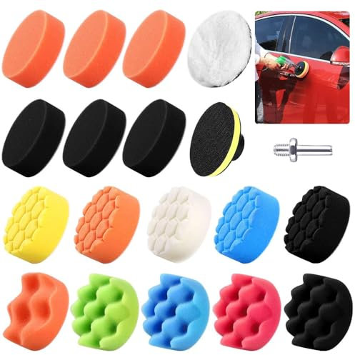 Polishing Pads Kit, Buffing Pads Car Foam Polisher Attachment for Drill(19PACK)