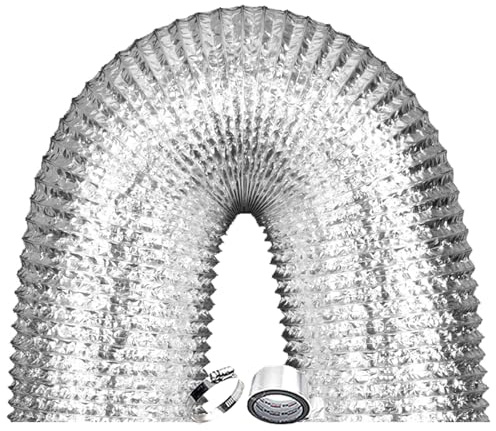 Lüftungsschlauch für Abluftventilator, Luftkanaltrockner Entlüftungsschlauch mit Hält Hohen Temperaturen Stand, Flexible Aluminium Rohr, für Abzugshaube, Rohrventilator, Klimaanlagen(2m,250mm)