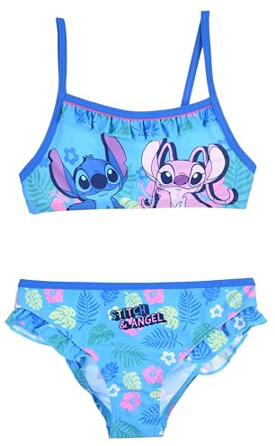 Disney Stitch y Angel Bikini para Niña, Bañador de Dos Piezas Natación, Talla 3 Años | Azul