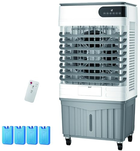 YCYRF Climatiseur Portable, Ventilateur Rafraichisseur d'air avec Réservoir d'eau De 60 L, Climatiseur sans Évacuation avec 4 Packs de Glace, 3 Vitesses, Oscillation à 120 °, 100cm