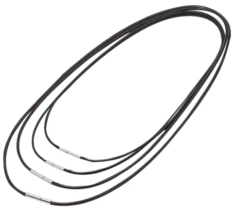 TAGMEIU 4PCS Leather Necklace Cord (40cm/50cm/60cm/70cm) for Pendant DIY | Adjustable Waterproof Waxed Leather Necklace for Men & Women, Black Rope Necklace for Jewellery Making