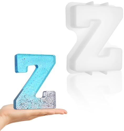 Luxeu Stampi Silicone per Resina Lettere Grandi, 7 inch 3D Alfabeto Stampi per Candele Fai Da Te, Riutilizzabile e Lavabile, per Arte in Resina Epossidica, Casa Decorazioni (Z)