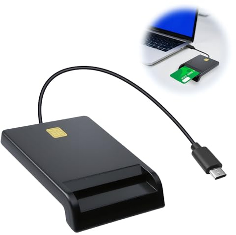 ID Card Reader Type C Smart Card Reader Support SD TF MMC SIM CAC DNIE ATM Smart Chip Card ID Card Reader Driving Recorder Portuguese Spainish Belgian Latvian Estonia German Compatible with Windows