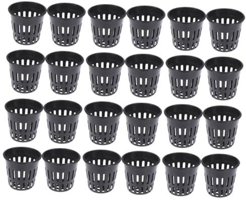Toyvian 24pcs Plastic Water Planting Buckets for Soilless Culture Black Net Cups with Breathable Mesh and Load-bearing Design for Hydroponic Gardening and Plant Holders