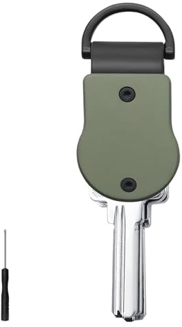 Wuneiox Key Organiser Keyring, Metal Key Organiser with Screwdriver Aluminum, Alloy Key Clip Holder, Small Key Case, Compact Storage Case, for Home, Commute & Travel, Durable Keyring（Army Green）