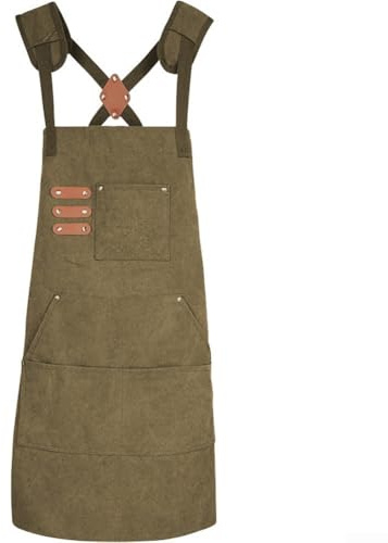 Bulevisiter Thick Canvas Welding Apron for Work, Heavy Duty Carpentry Gardening Apron with Adjustable X-Back Straps, For Lasting Double Stitched Protective Gear for Men and(green)