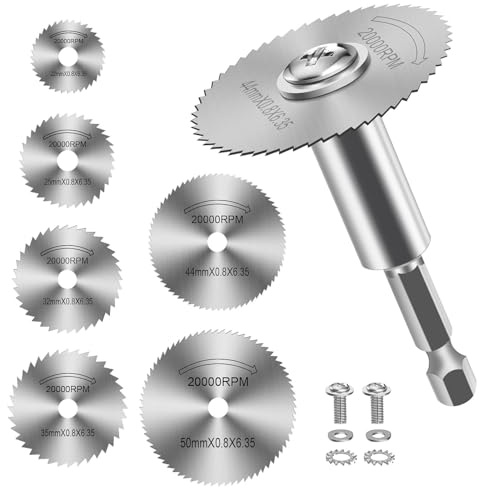 7 Pcs Drill Saw Blades Set, HSS Circular Rotary Saw Blades with 1/4 Hex Shank, Cutting Discs Wheel for PVC Pipe, Wood, Plastic, Soft Metal, for Drill Rotary Tool