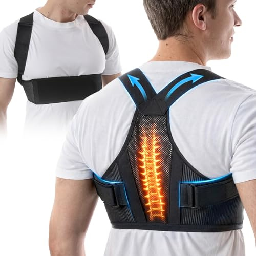 Corrector de Postura de Espalda para Hombre y Mujer, Mantiene la Espalda Recta y Alineada, Alivia Dolor Lumbar y de Hombros, Diseño Acolchado y Transpirable con 2 Protectores Anti Roce. (Talla M)
