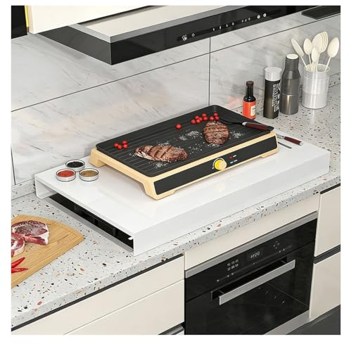 QSTGX Copertura Per Fornello A Gas Copri Fuochi Cucina Gas 4 Fuochi Bordo Piegato a Forma di L Ripiano da Cucina Per Piano di Lavoro, Lavello, Camper, Fornello Elettrico(40x48x7 cm)