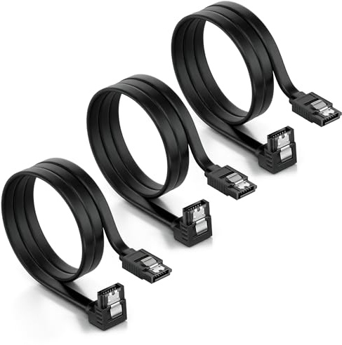 AUNEK SATA III Hard Drive Cable 6Gbps 40cm Right Angled 3 Pack Internal Data Lead for SSD HDD DVD Writer Backward Compatible with SATA I II