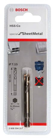Bosch Accessories 1x Pilot Drill Bit Plus HSS-Co (Socket Hexagonal Shank, 7.15 x 85 mm, Accessory Hole Saw)