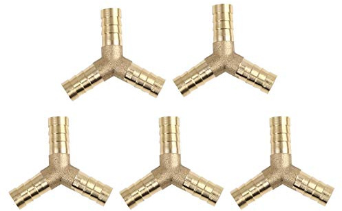 sourcing map 5 Stück Y-Schlauchverbinder 3-Wege Für Luft Wasser Gas Öl | Goldfarben, Innendurchmesser 8mm, Außendurchmesser 10mm, Korrosionsbeständig, Hochtemperaturbeständig, Druckbeständig