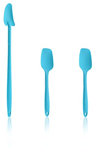 Kochblume Geizhals Set, Restelöffel, Flexlöffel S | Premium Premium-Silikon & BPA freimit Edelstahlkern | (türkis, 3er Set)