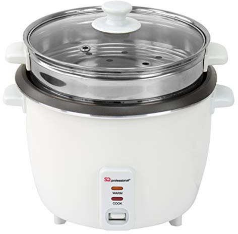 SQ Professional Electric Rice Cooker & Steamer with Automatic Cooking Non-Stick Removable Inner Pot | Measuring Cup & Spatula |Glass Lid & Steam vent | Keep-Warm Function |1.8Litre |White