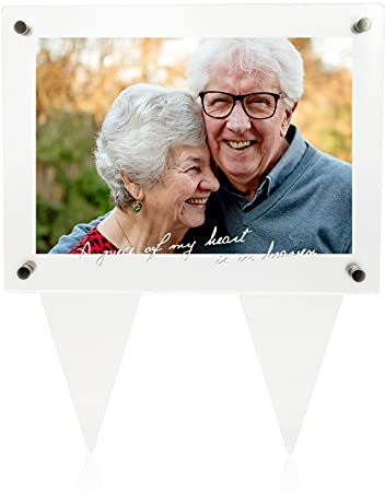 Cornice impermeabile per tomba 5 x 7 cm, decorazione per cimitero in acrilico, decorazione da giardino (un pezzo del mio cuore è in paradiso)