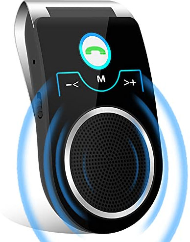 Bluetooth KFZ Freisprecheinrichtung, Bluetooth 5.0 In Car Speakerphone Handsfree Car Kit mit Geräuschunterdrückendes mikrofon und Stereo-Sound für GPS, Musik, Telefongespräche Unterstützt 2 Telefone