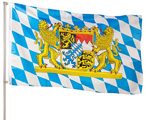 PHENO FLAGS Premium Bayern Flagge 90x150cm - Extrem wetterbeständige Fahne mit Messingösen, 100% Polyester, robuste Doppelnaht & in lebendigen Farben - ideal für Flaggen-Liebhaber