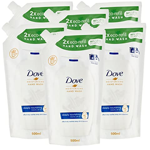 6x Dove Eco-Ricarica Nutrimento Profondo Detergente Liquido Idratante Sapone Mani Effetto Rivitalizzante - 6 Ricariche da 500ml