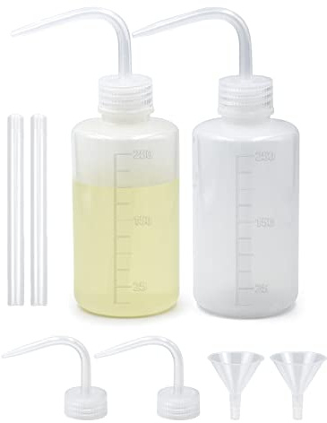 Episkey 2 Stück Spritzflasche 250ml, Kunststoff Squeeze Flasche Laborflasche Waschflasche aus LDPE Material, Quetschflasche für Laborreinigung Pflanzenbewässerung (Weiß, 250ml)