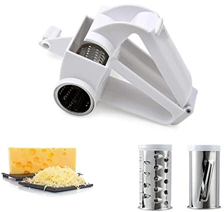 Manual rotary cheese grinder Rotary cheese grinder, rotary cheese grinder with stainless steel barrel, 3-in-1 cheese grinder, used to grind hard cheese, chocolate, nuts, etc.