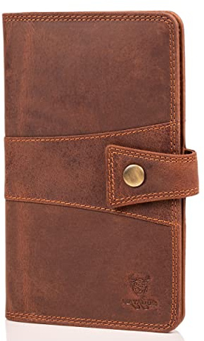 MATADOR Mappe für Reisepass - Reiseorganizer Leder Extra Groß Jagdscheinetui EU Heimtierausweis Impfpass Hülle Vintage Braun